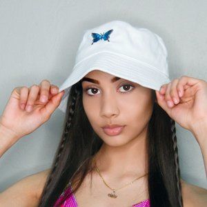 White Butterfly Bucket Hat NEW
